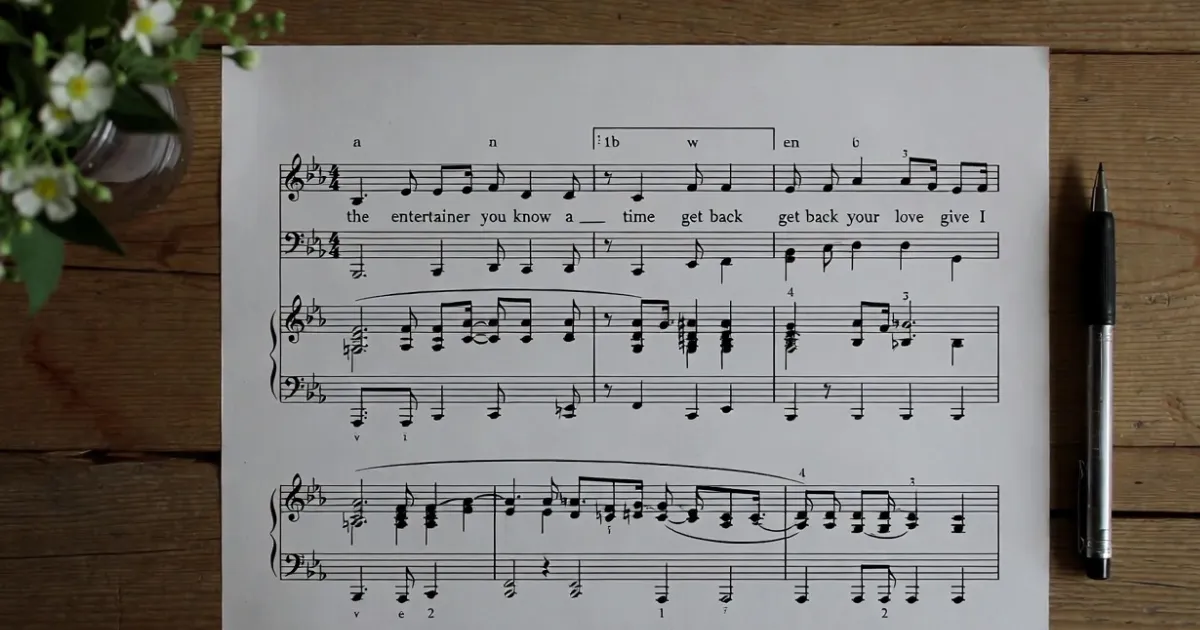 music sheet for the entertainer