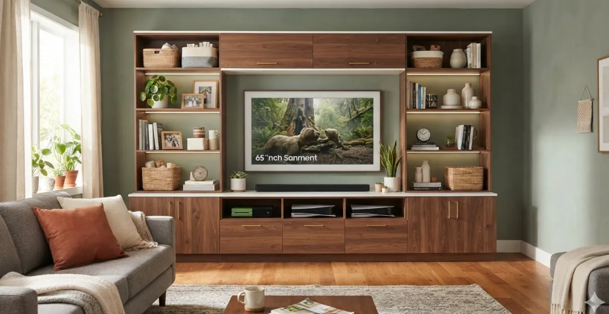 entertainment center with storage